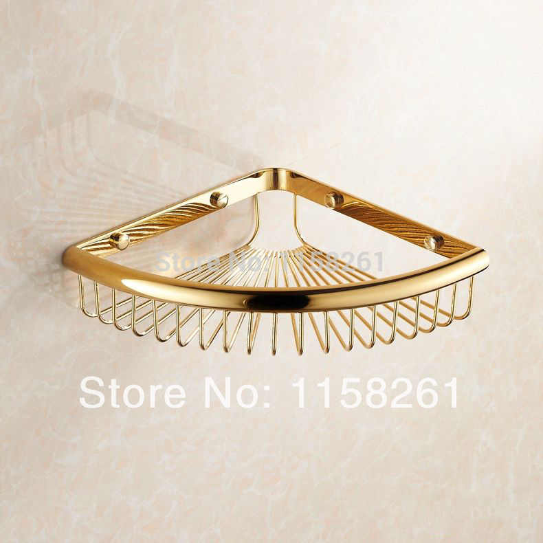 wall mounted toiet brass bathroom soap basket bath shower shelf triangle basket holder building material hj-101k