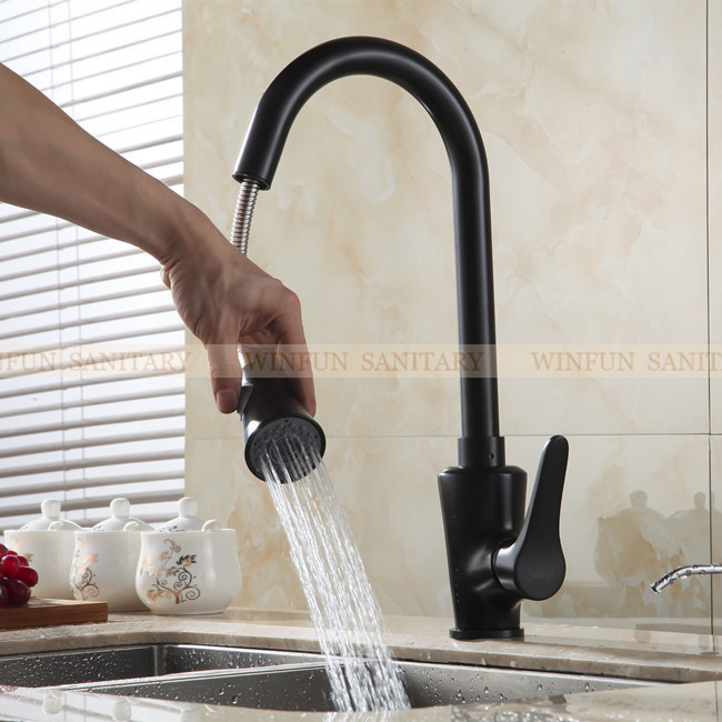 pull out kitchen faucets mixers & taps black single hole sink taps kitchen sink faucet gyd-7118r