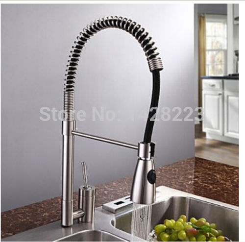 nickel brushed unique design single lever kitchen faucet and cold water kitchen swivel spout mixer tap