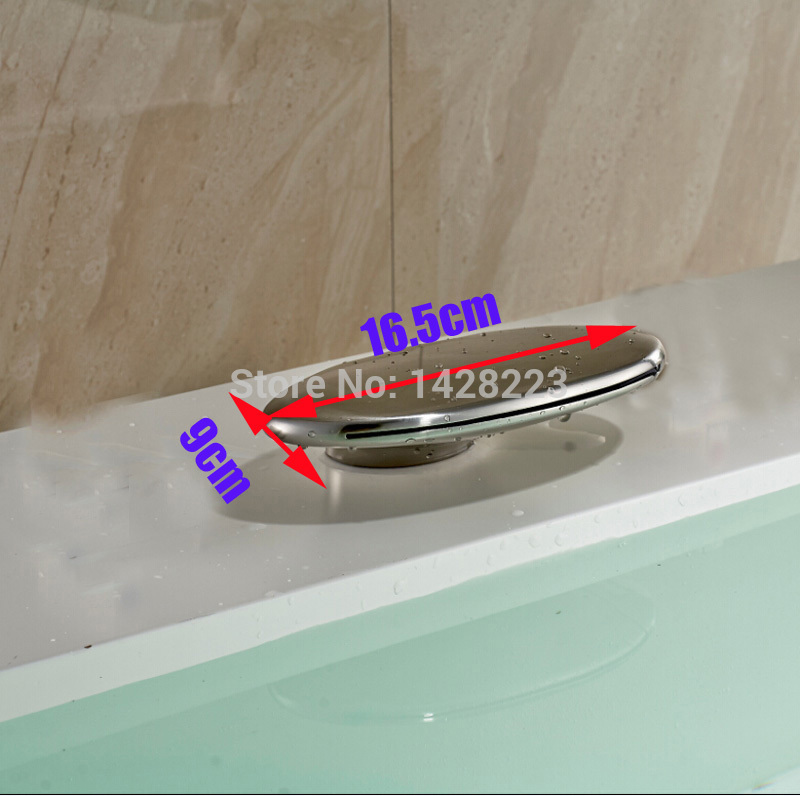 unique design bathroom sink basin faucet with dual handles deck mounted brushed nickel finished waterfall basin sink faucet