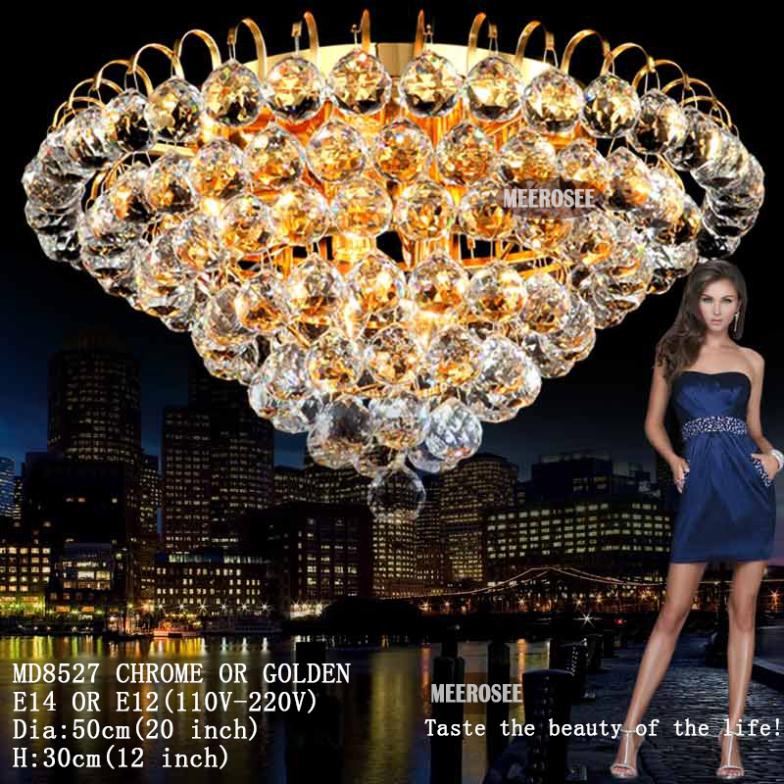 ! 20 inch crystal ceiling lights crystal lamp round crystal light fixture lustres de sala silver or gold fast d500mm - Click Image to Close