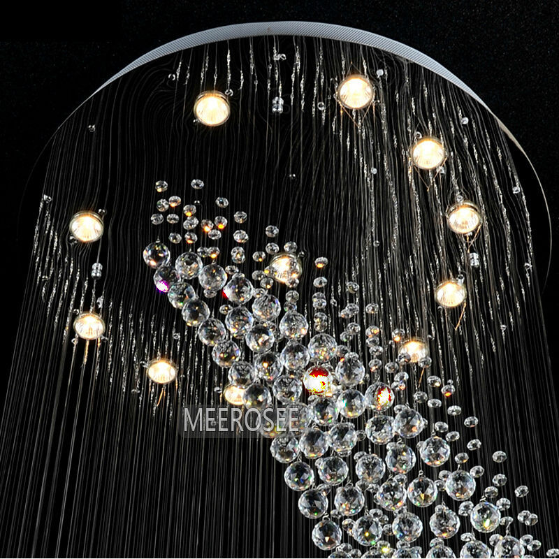 big large spiral crystal chandelier lighting el villa crystal lamp for staircase, hallway, lobby