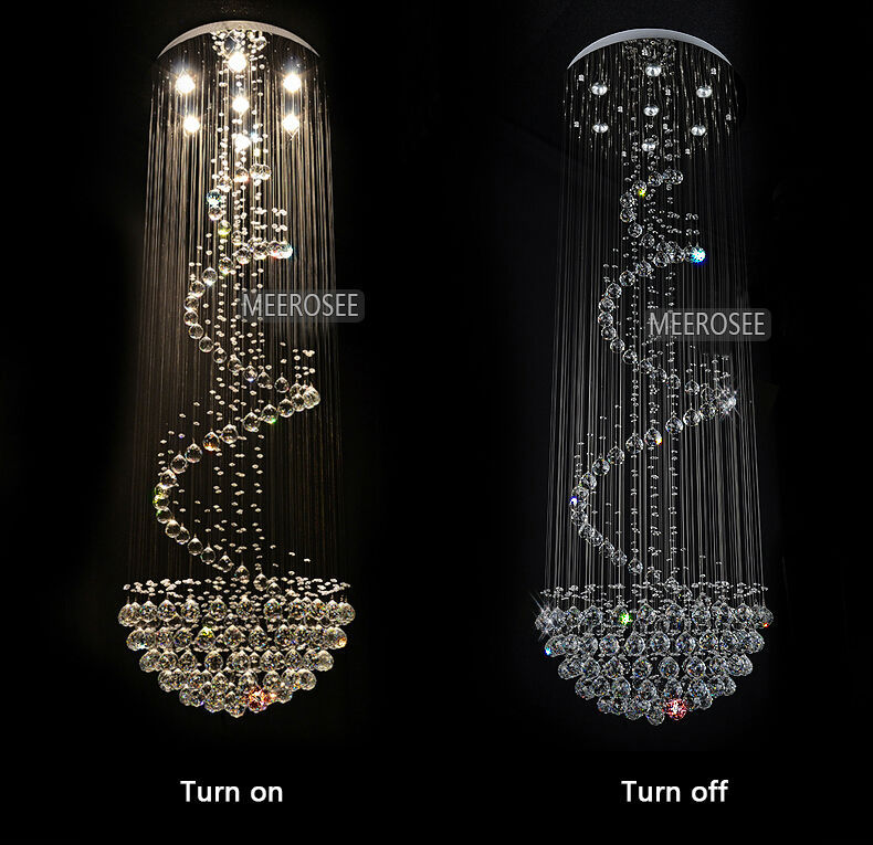 long size crystal ceiling light fixture modern lustre de cristal light for lobby, staircase, stairs, foyer cystal stair lighting