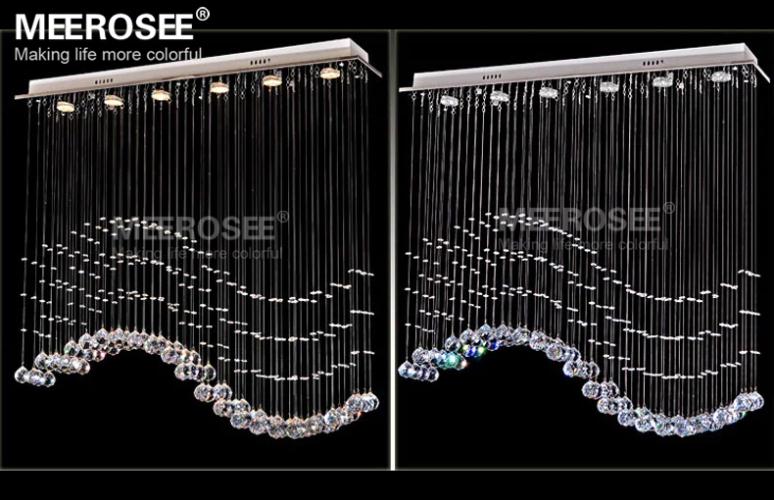 rectangle crystal chandelier light fixture crystal curtain wave lamp for ceiling dining room prompt guanrantee