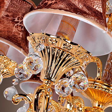 110v-220v 6 lights swag gold led crystal chandelier home lighting, lustres de crystal,lustre de cristal