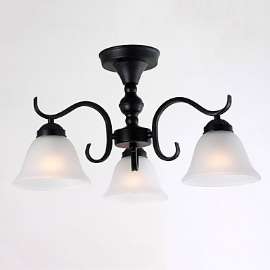 110v-220v black iron glass led chandelier 3 lights lamp chandeliers home lighting for dinnig living room