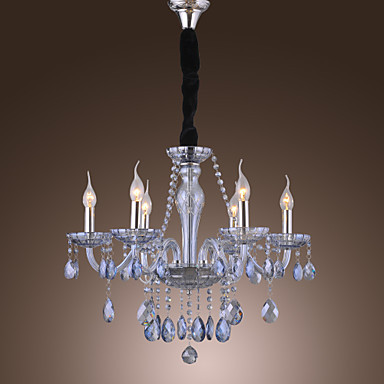 110v-220v chandelabro elegant retro led bule crystal chandelier 6 lights, lustres de crystal,lustre de cristais