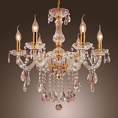 110v-220v gold glass modern crystal led chandelier lamps with 6 lights, lustre de crystal,lustres de cristal