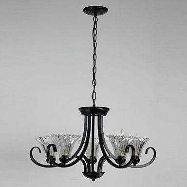 90v-220v iron glass painting lighting led chandelier with 5 lights home chandeliers for dinnig living room lustres