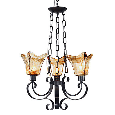 ac110v-220v black classic iron led chandelier 3 lights lamps chandeliers home lighting for bedroom living room