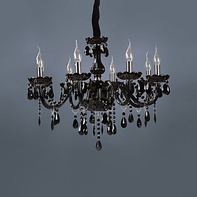 ac110v-220v black led modern crystal chandelier lamps with 8 lights, lustres de crystal,lustre de cristal