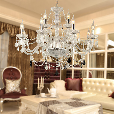 ac110v-220v glass led modern crystal chandelier with 12 lights, lustre de crystal,lustres de cristal