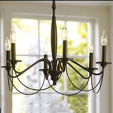 ac110v-220v retro led chandelier black with 6 lights lamps chandeliers home lighting of dinnig living room
