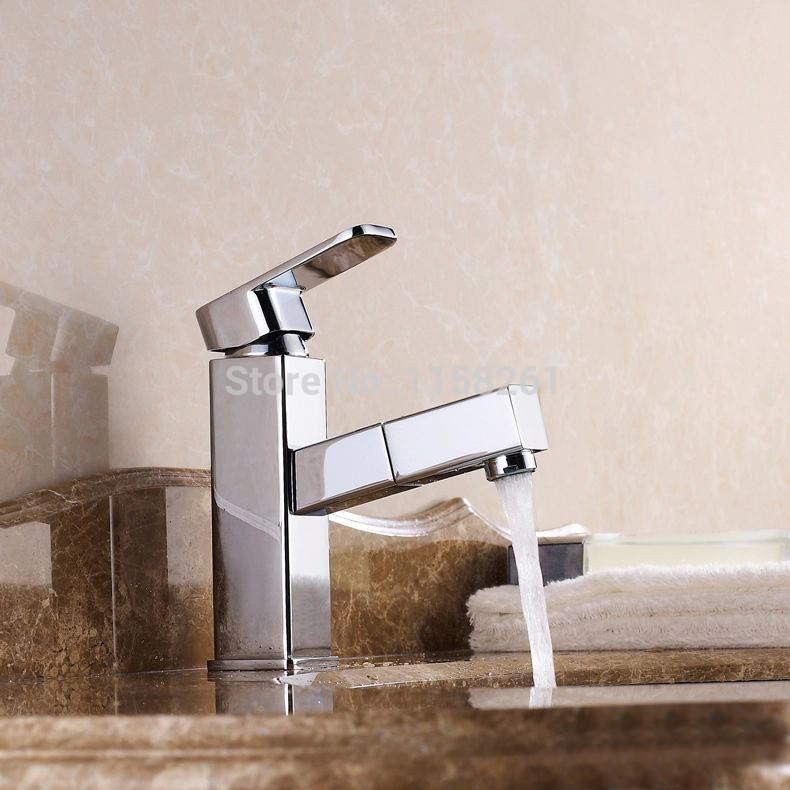 big new basin pull out faucet , bathroom sink faucet /cold,copper water tap basin mixer hj-9016