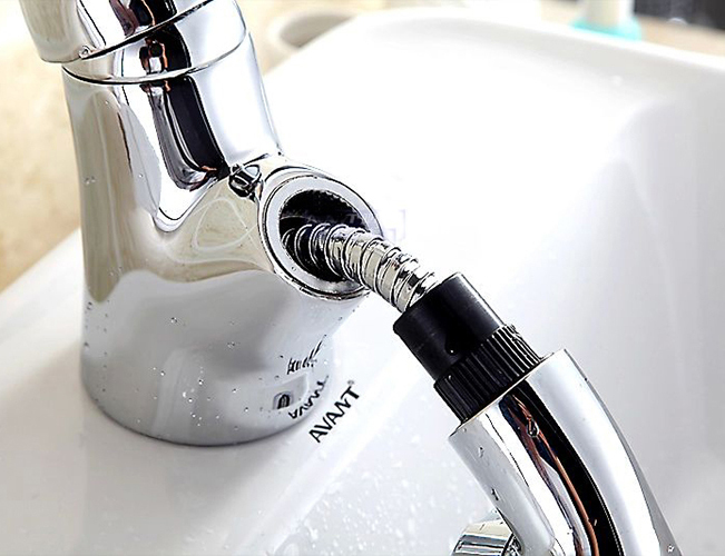 fashion polished chrome finished pull out spout bathroom basin kitchen sink mixer tap faucet usefull faucet 1609c