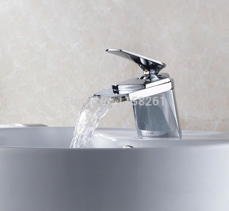 new design deck mounted bathroom basin sink mixer tap chrome faucet waterfall faucet banheiro hj-5118l