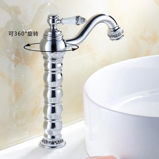 single handle deck mounted basin sink faucet brass chrome blue and white bathroom sink mixer tap torneira banheiro jcs-5868