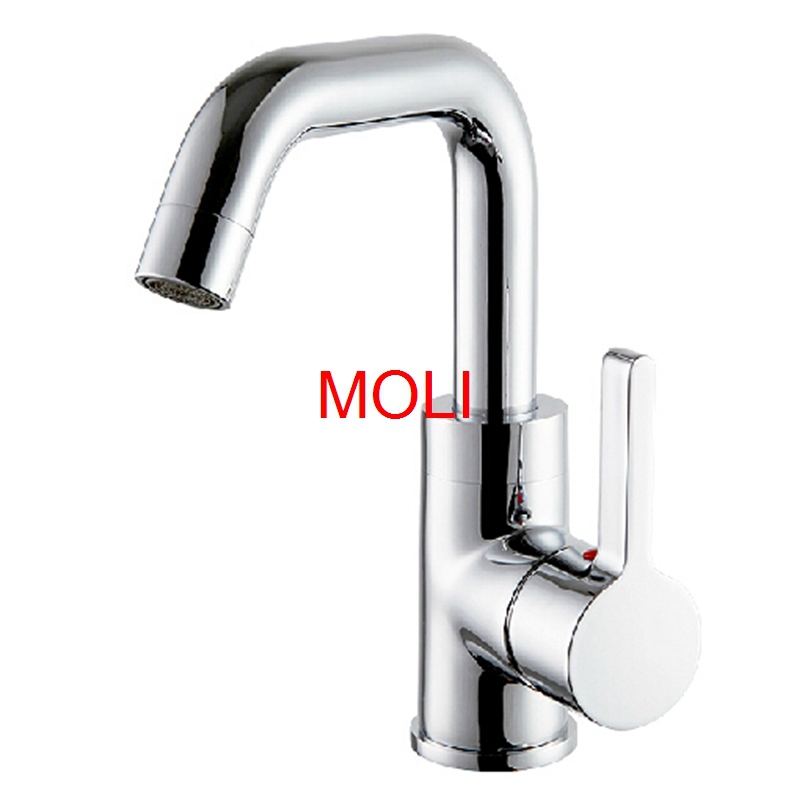 contemporary bathroom water tap mixer polished chrome finish deck mounted single lever washbasin faucet