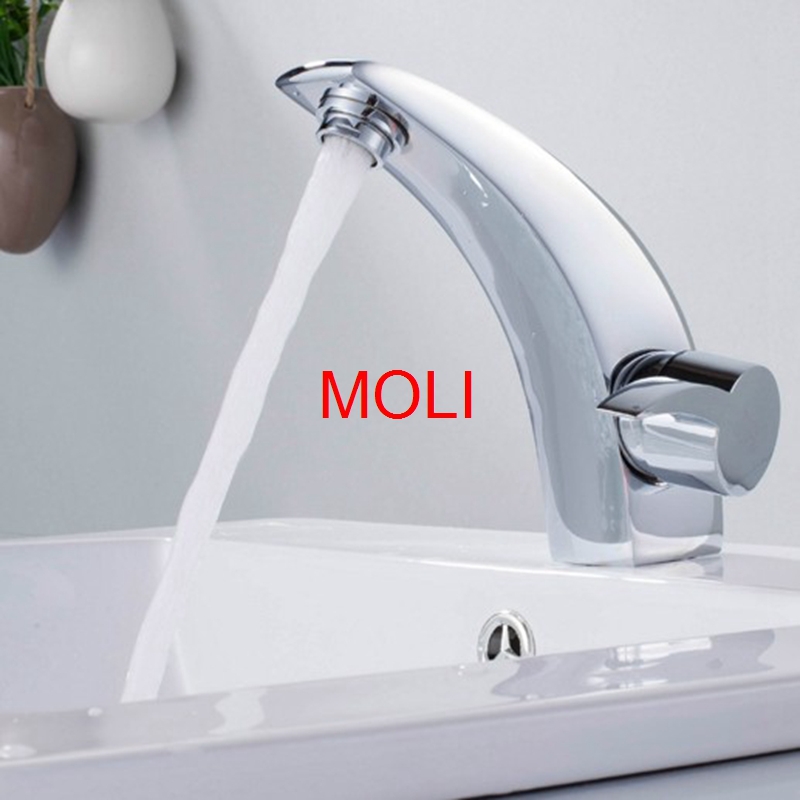 unique shape vessel sink faucet chrome finish bathroom washbasin tap mixer torneira banheiro with and cold water