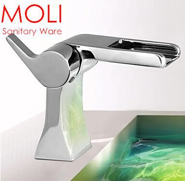 waterfall faucet for bathroom solid brass vessel sink water tap mixer