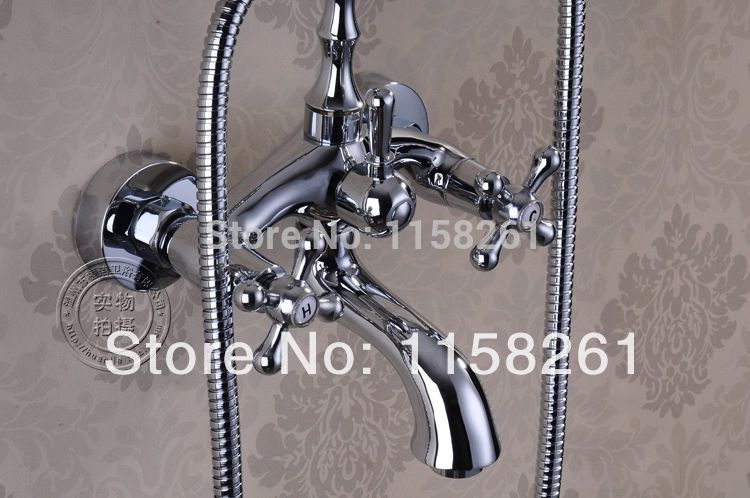 bath shower faucet solid brass chrome finish mixer tap luxury bathroom shower set bathtub shower taps hj-5041