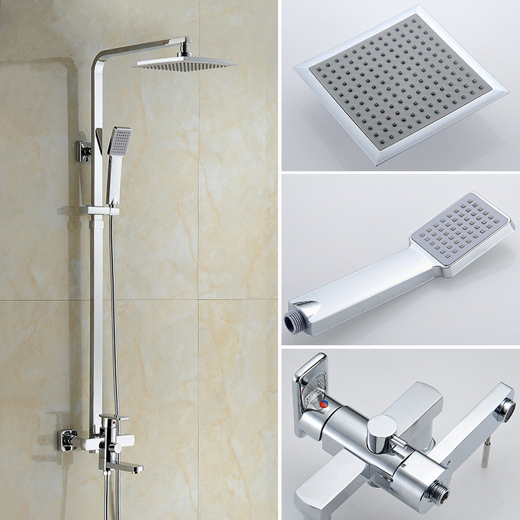 chrome finished wall mount big rain shower set mixer faucet bathroom adjust height handheld shower bathtub mixer tap 5811