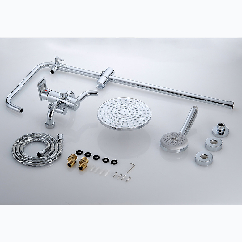 new wall mounted polished chrome finish 8" rain shower faucet set bathtub mixer tap shower column 5818