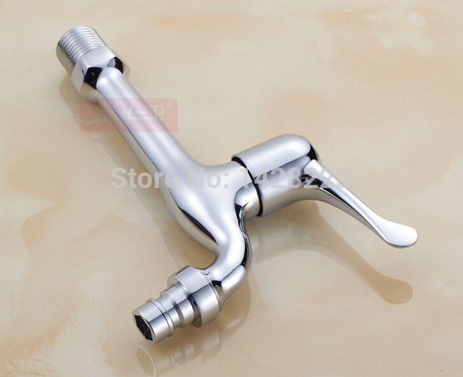 polished chrome long neck brass wachine machine faucet balcony cold water mop pool taps