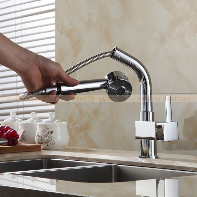 brass sink pull out kitchen faucet cold mixer water tap deck mounted single hole single handle polished gyd-5104l