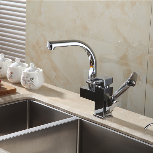chrome promotion whole kitchen pull out and swivel faucet mixer tap vanity faucet kitchen faucet hj-8019