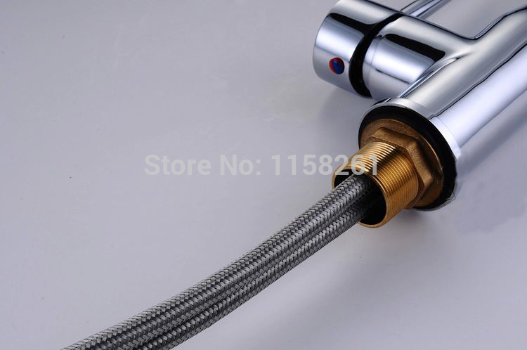 new arrival single handle chrome finish kitchen swivel faucet mixer taps vanity brass faucet water taphj-8088