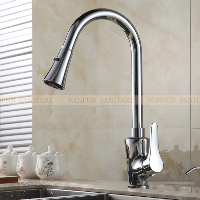 polished chrome pull out kitchen sink faucet single handle & cold water kitchen mixer tap gyd-5102l