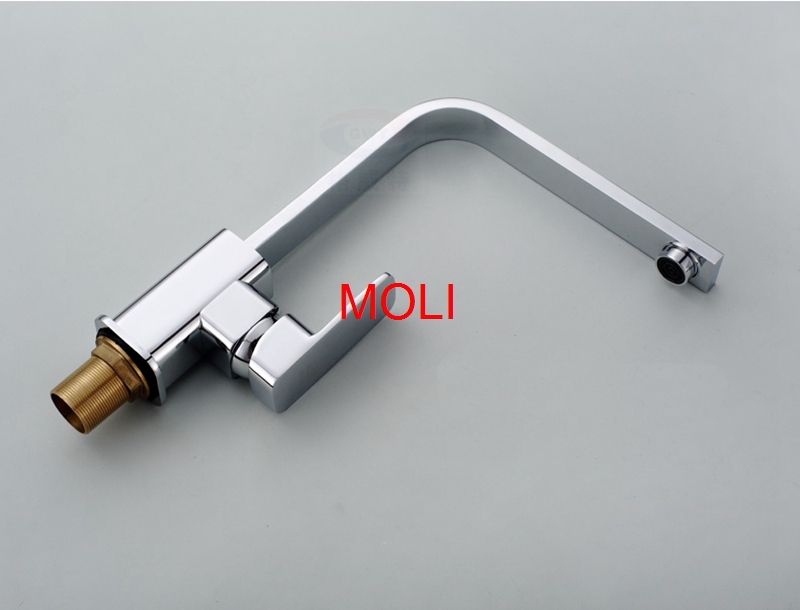 contemporary soild brass chrome finish kitchen faucet deck mounted single handle swivel spout water tap