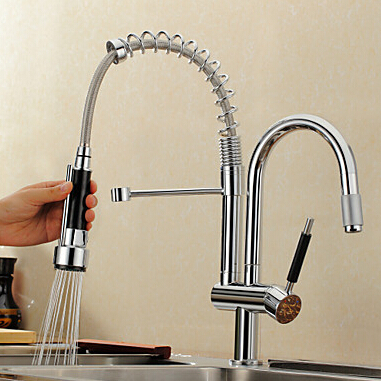 kitchen faucet with two spouts chrome brass swivel kitchen mixer pull out kitchen sink tap
