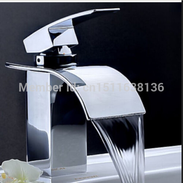 best quality polished chrome brass waterfall bathroom basin faucet single handle hole vanity sink mixer tap