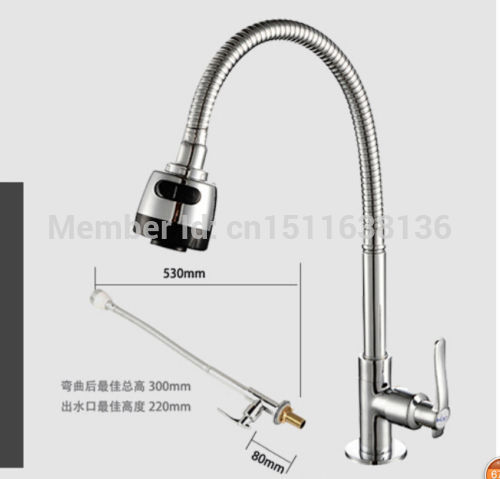 chrome brass swivel kitchen cold water faucet single handle deck mounted