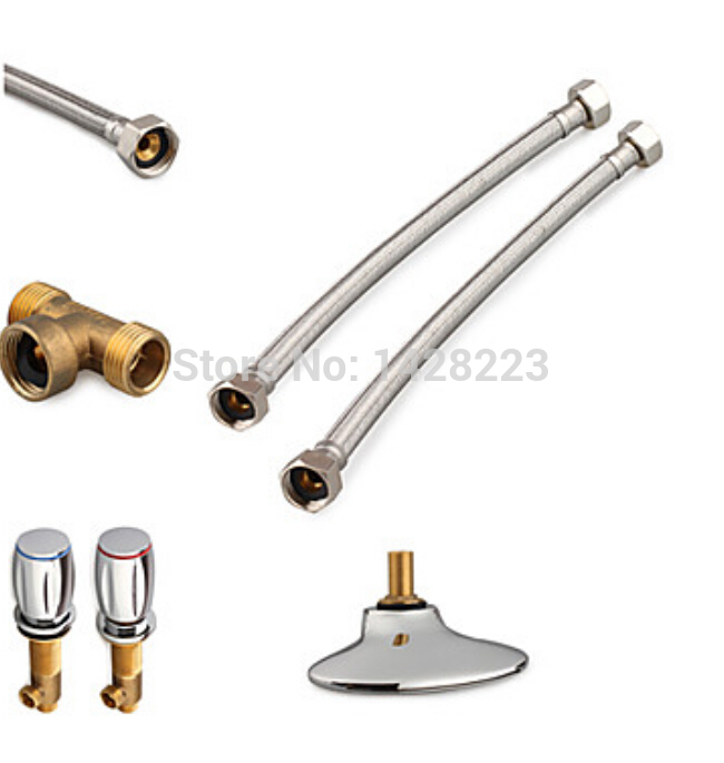 chrome waterfall brass bathroom sink faucet dual handles widespread basin mixer taps a496