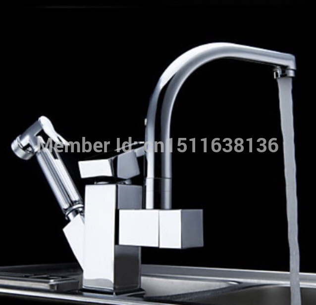 classic deck mounted kitchen faucet dual spouts sink mixer tap chrome finished