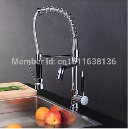 contemporary deck mounted chrome brass kitchen pull out faucet sink mixer tap