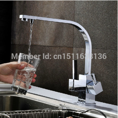 contemporary new chrome brass kitchen faucet sink mixer tap dual handles deck mounted