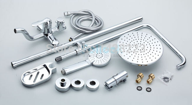 luxury 8-inch rain showerhead mixer valve shower faucet set wall mounted with handshower bathtub shower mixer taps