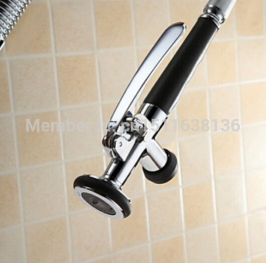 luxury deck mounted brass hands kitchen faucet tall chrome dual spout sink mixer tap for kitchen