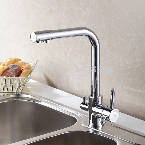 multifunction dual handles bathroom kitchen sink mixer faucet chrome brass pure water faucet