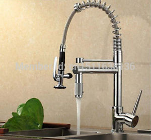 new designed chrome brass kitchen faucet dual swivel spouts sink mixer tap deck mounted