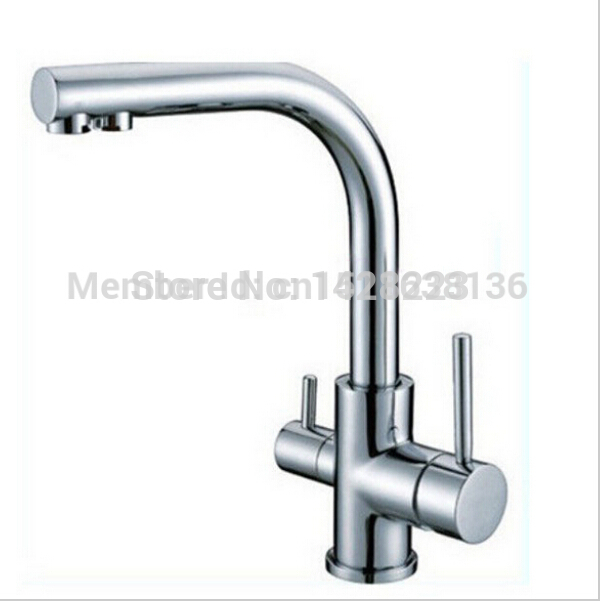 polished chrome deck mounted multifunction pure water faucet brass kitchen sink and cold water mixer taps