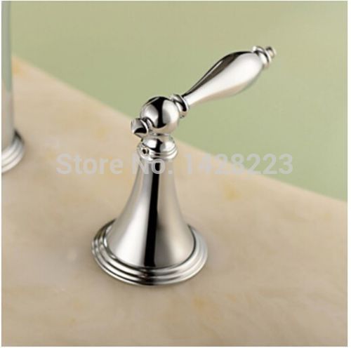 polished chrome widespread bathroom dual handles waterfall basin mixer taps deck mounted 3 holes basin sink faucet