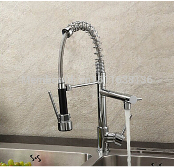 promotion sprayer kitchen mixer faucet double spout deck mount kitchen faucet tap chrome finish