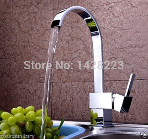 single handle deck mounted waterfall kitchen sink faucet chrome finished and cold bathroom basin mixer taps
