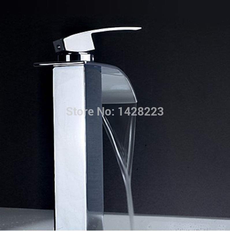 square style taller bathroom basin sink faucet waterfall spout single handle basin mixer faucet