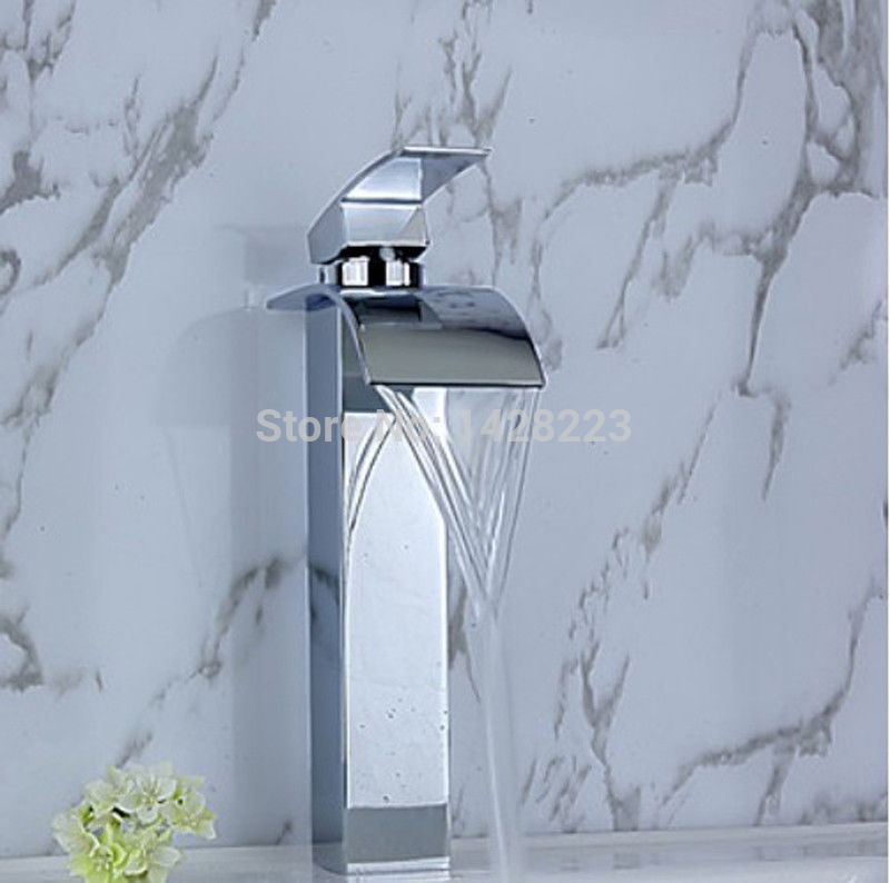 square style taller bathroom basin sink faucet waterfall spout single handle basin mixer faucet